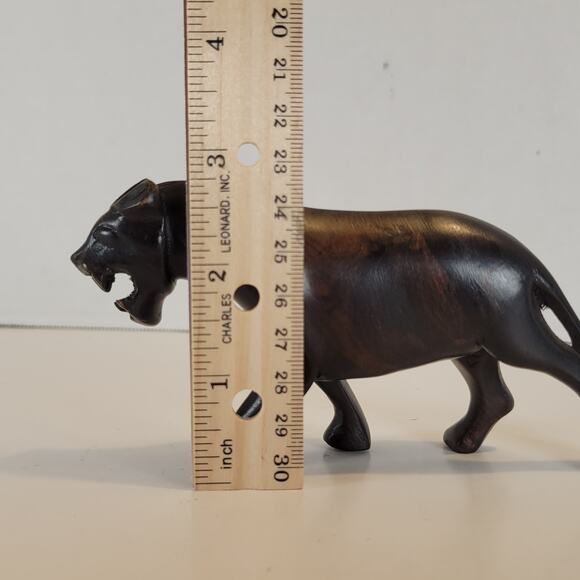 Hand Carved Wood Lion Figurine Safari Jungle Decor 6" Animal Statue  READ - Picture 4 of 13